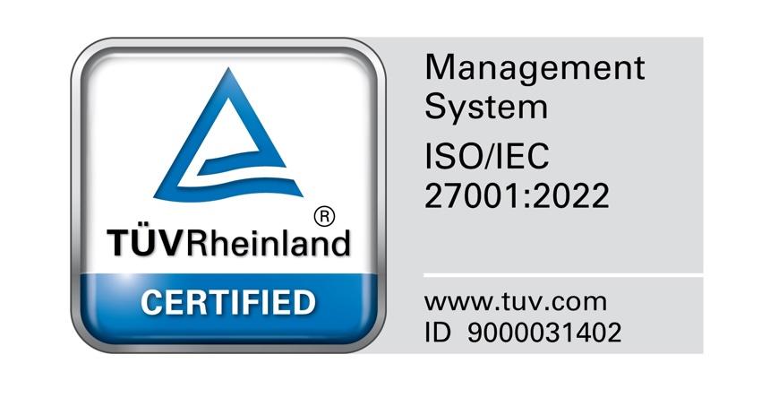 Logo vom TÜV ISO27001-Zertifikat