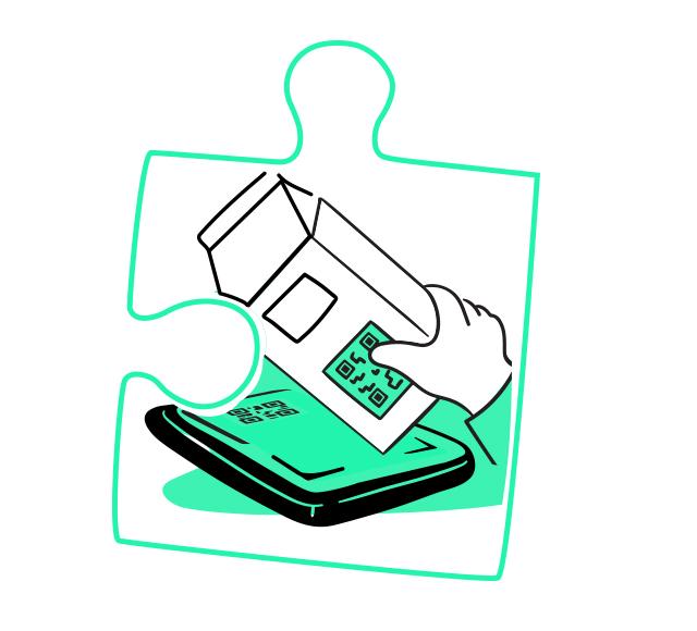 Illustration einer Ware, die gescannt wird