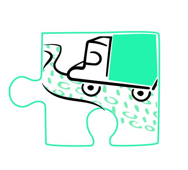 Illustration von einem fahrenden LKW auf einer Straße