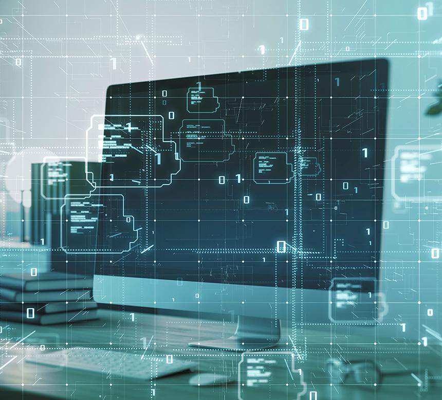 PC-Monitor mit virtuellen Datenschichten