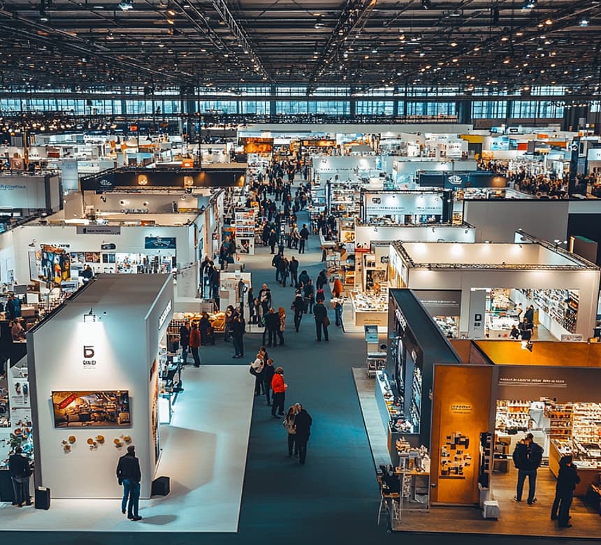 Vogelperspektive auf eine Messe