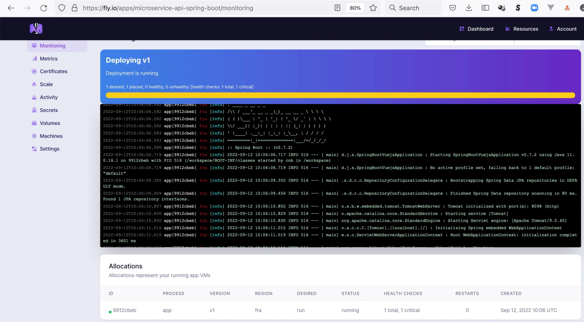 Spring in store memory repository