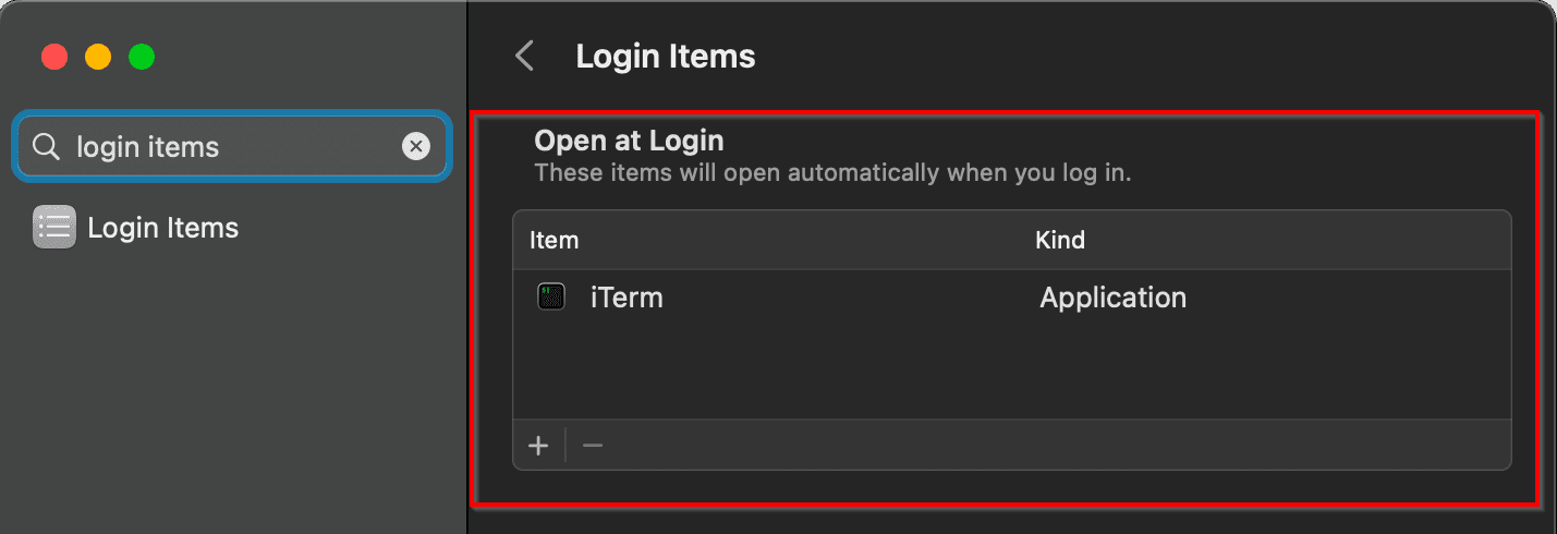 iTerm2 zum Autostart hinzufügen