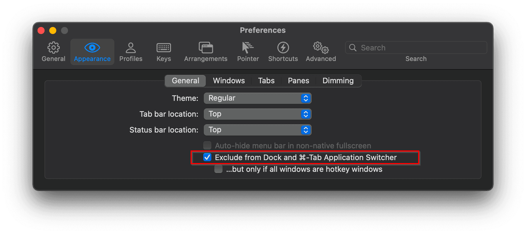 iTerm2 Eisntellungen