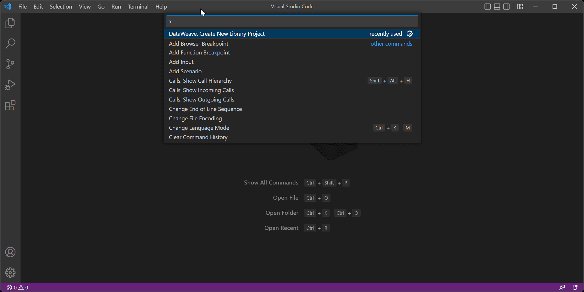 DataWeave in der Command Palette