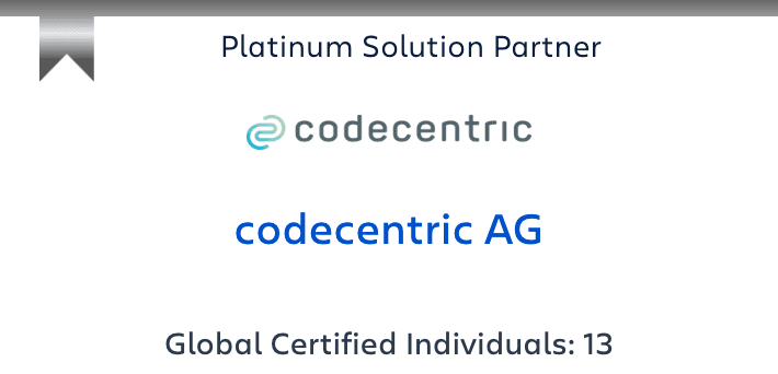 Auszeichung der codecentric AG als Platinum Solution Partner von Atlassian.