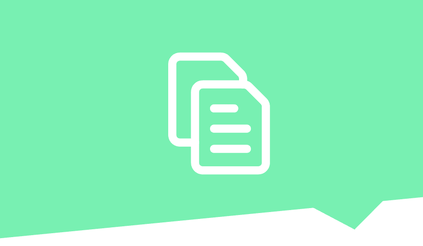 Ein weißes Symbol für mehrere Dokumente, auf einem grünen Hintergrund.
